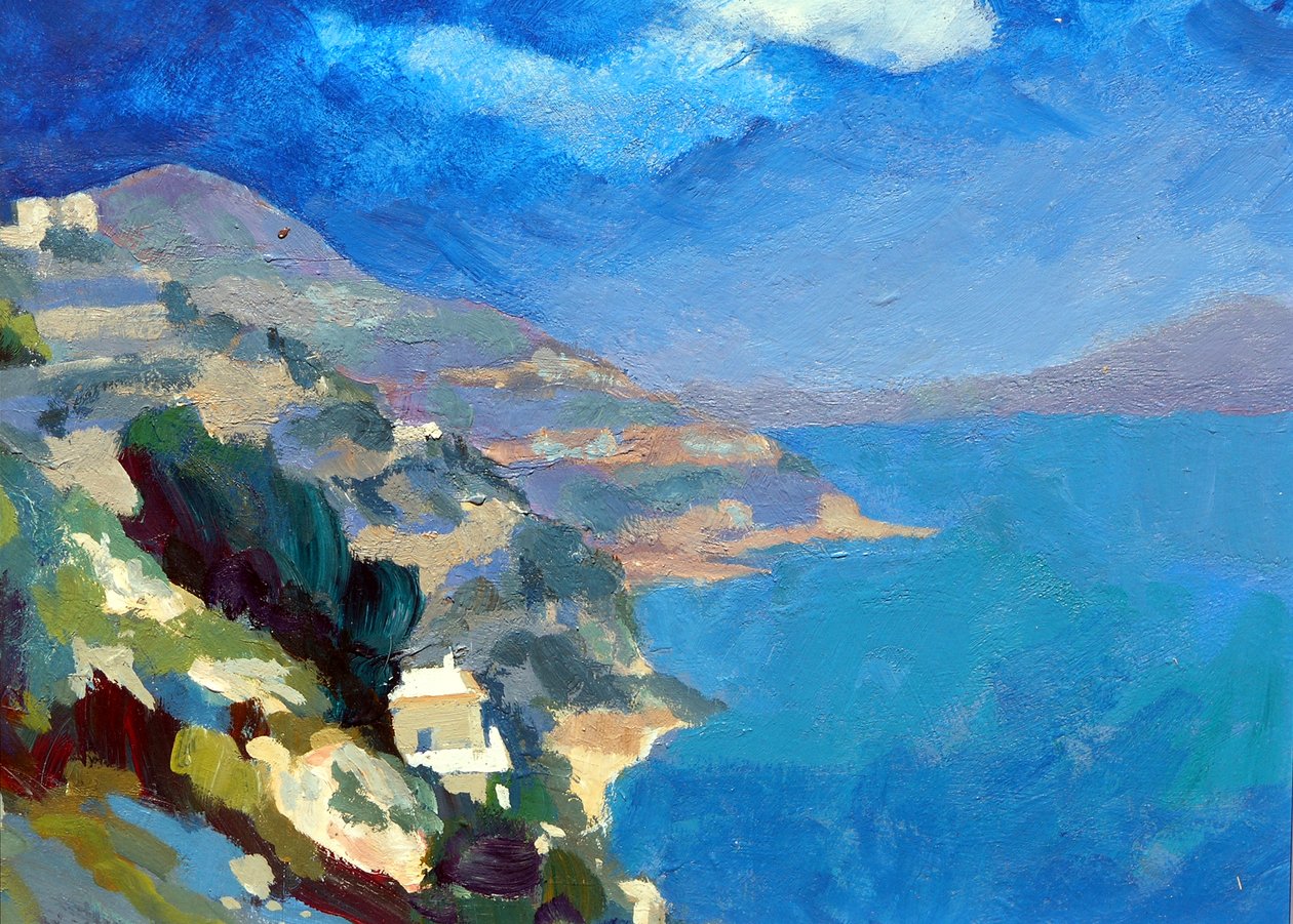 Amalfin rannikko, 2007 (akryyli taululle) tekijältä Clive Metcalfe