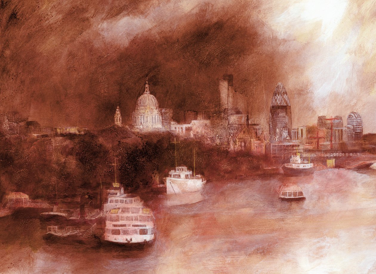 St. Pauls Red, 2007 (akryylia aluksella) tekijältä Clive Metcalfe
