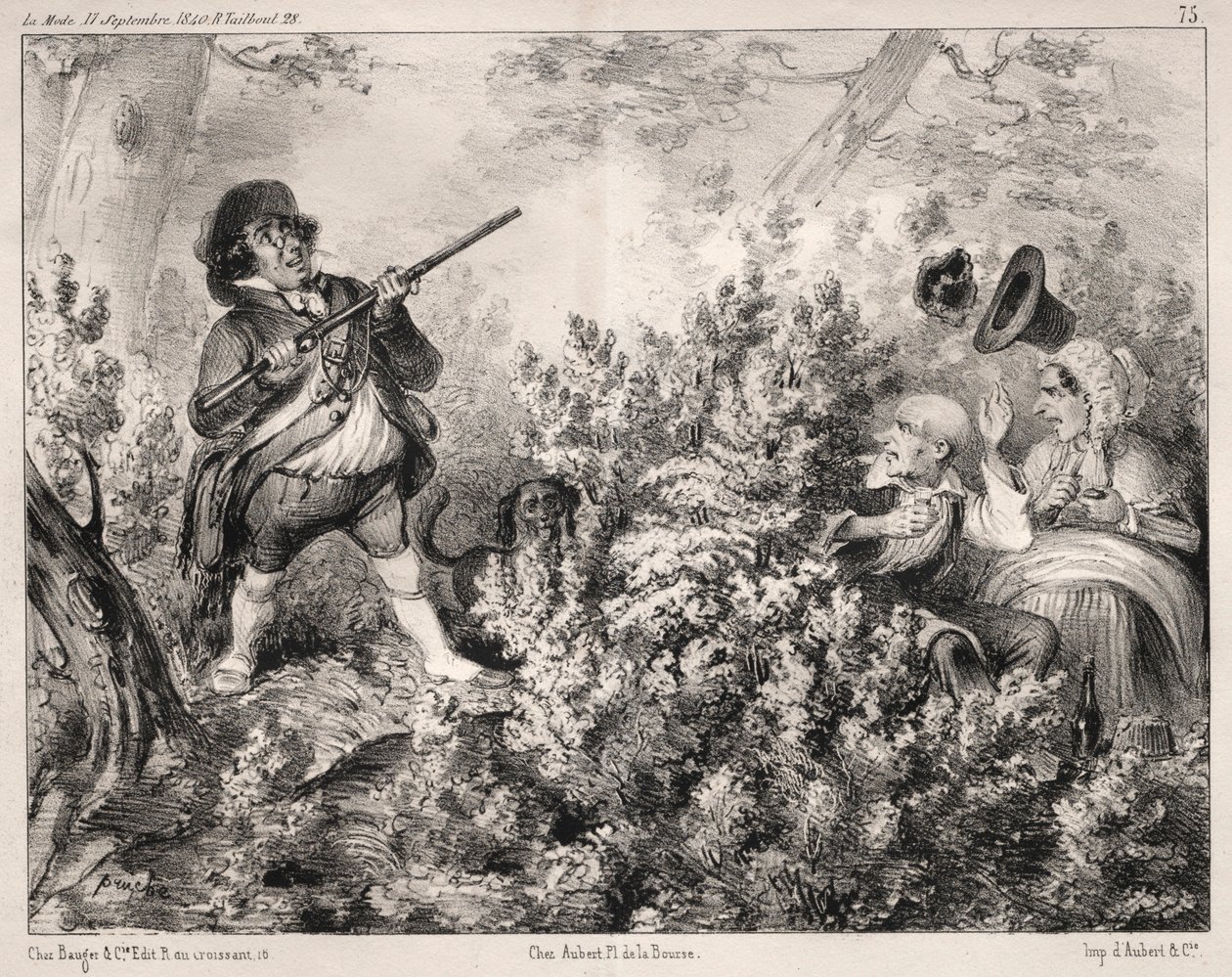 Uutiset: Metsästyksen avaus, 1840. tekijältä Clémente Pruche