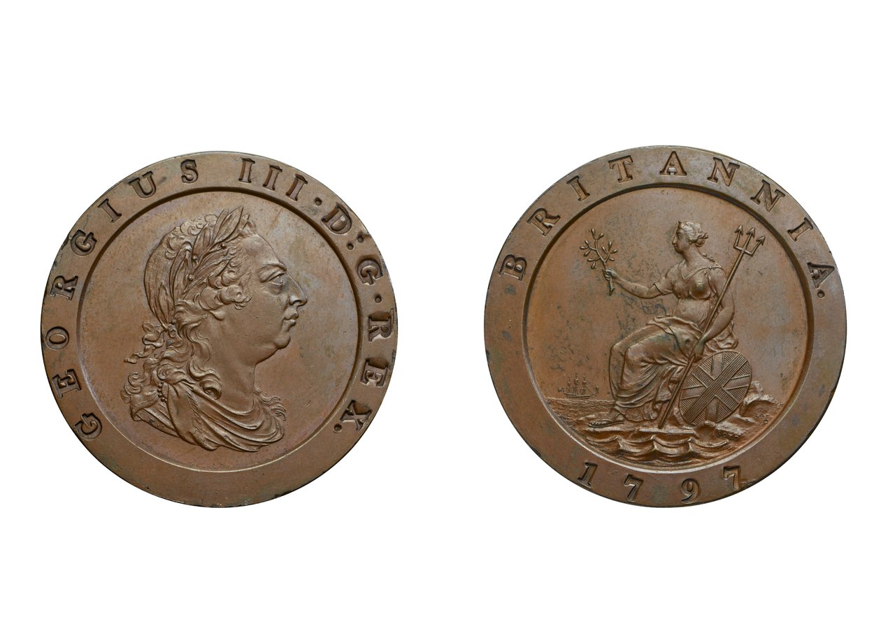 Kärrynpyörä kaksi penniä, 1797 (pronssi) tekijältä Conrad Heinrich Küchler