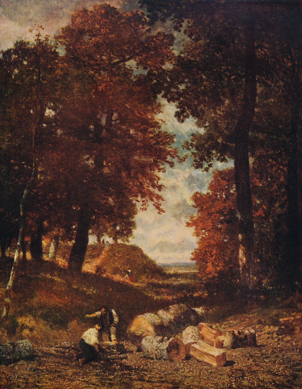 Puunhakkaajat, 1840-luvun loppu, n. 1915 tekijältä Constant Troyon