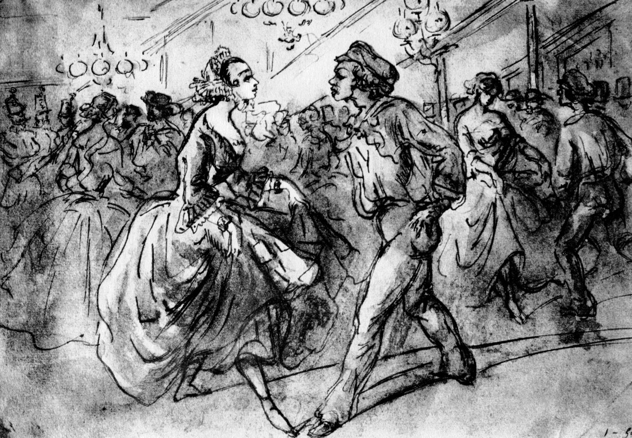 Tanssissa, 1800-luku, 1930. tekijältä Constantin Guys