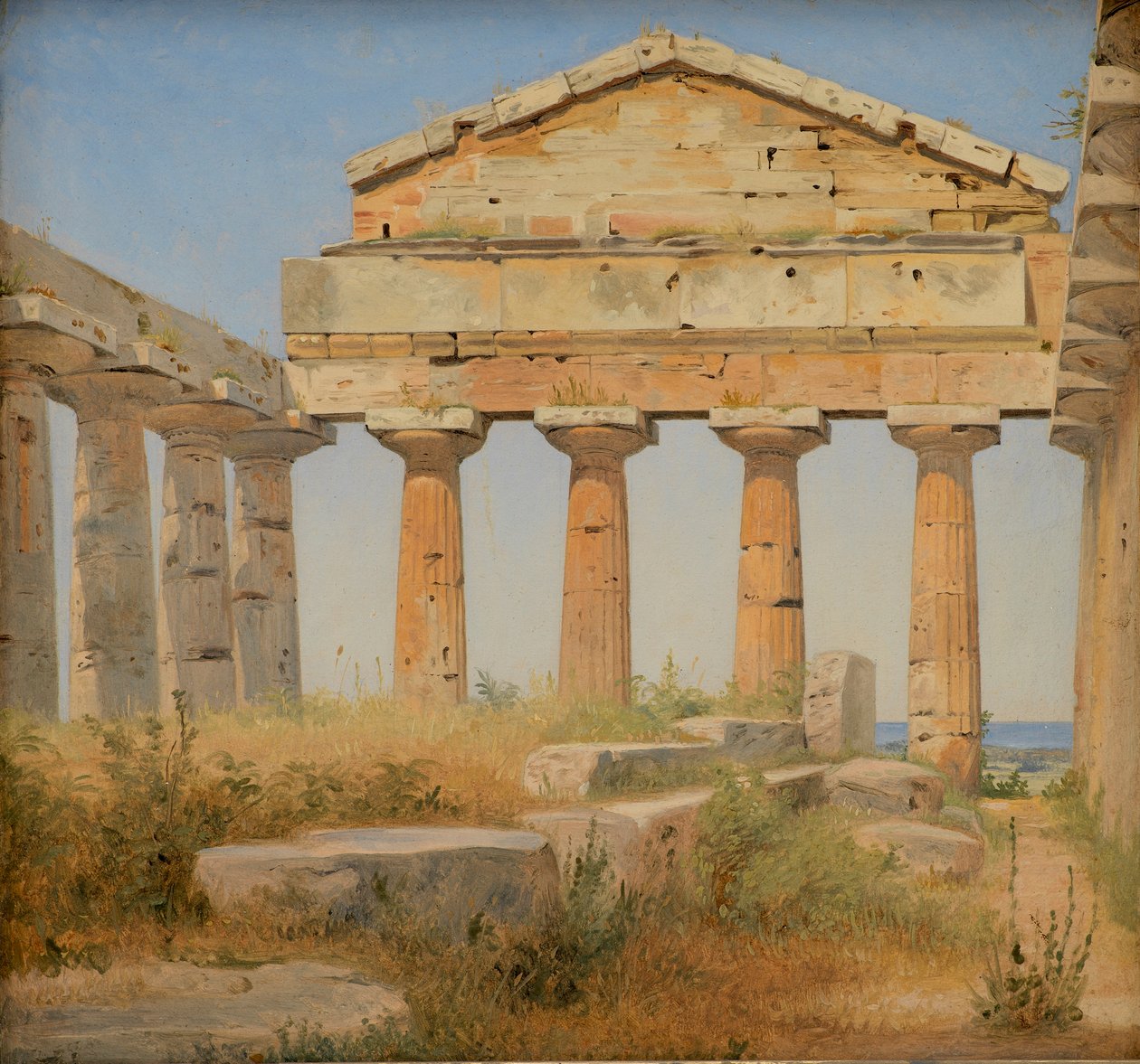 Athenen temppeli Paestumissa, 1838 tekijältä Constantin Hansen