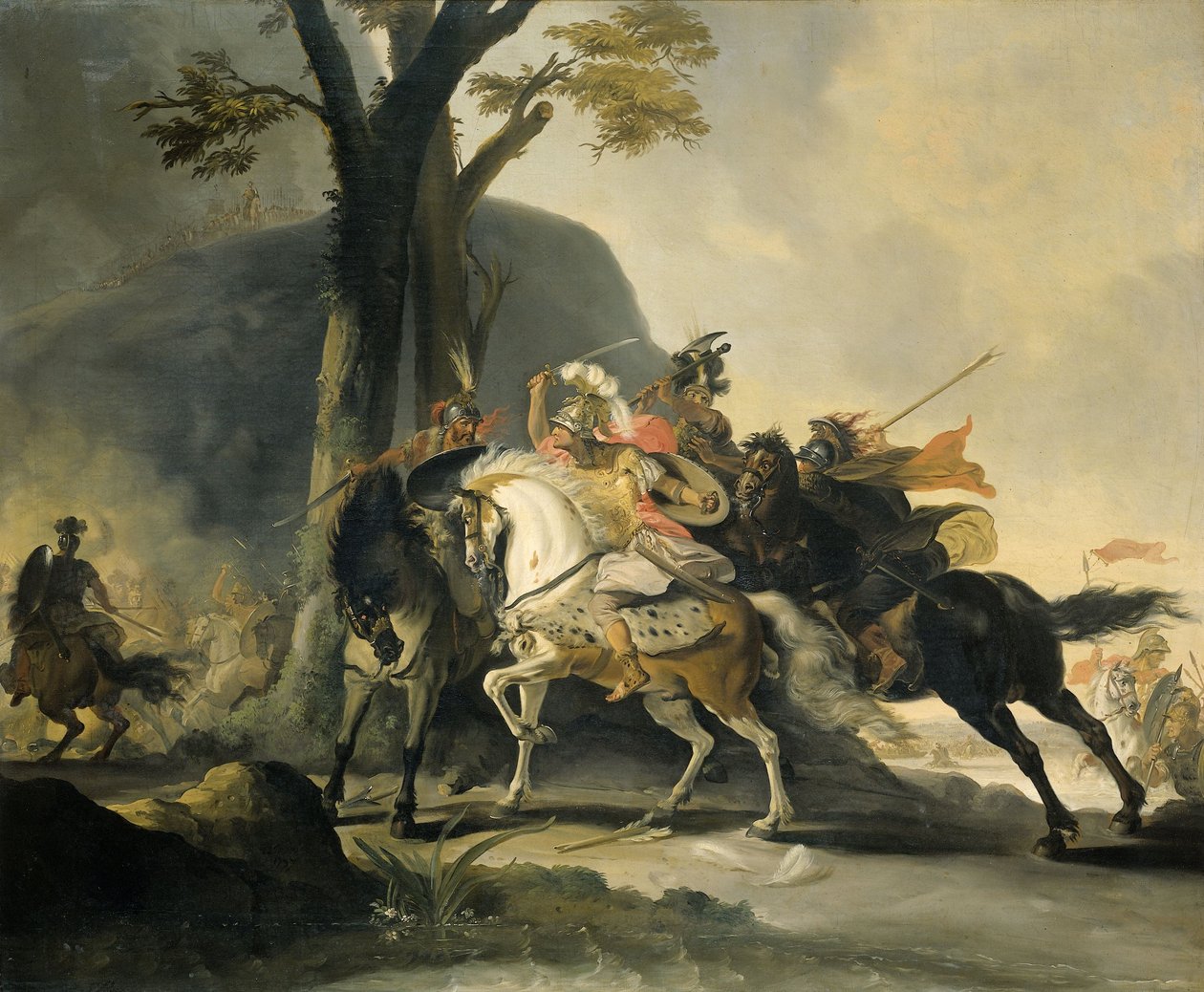 Aleksanteri Suuri Granicus-joen taistelussa persialaisia vastaan vuonna 334 eKr., 1737 tekijältä Cornelis Troost