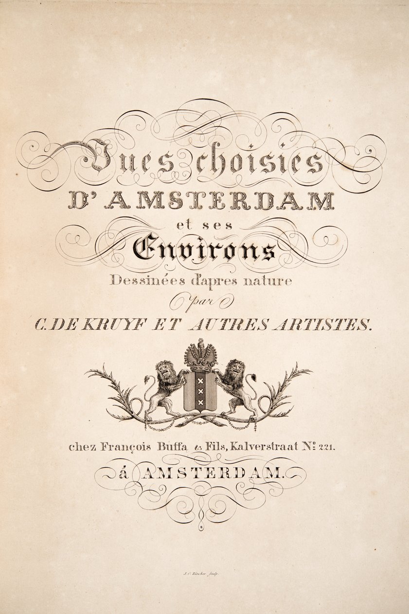 "Selected Views of Amsterdam and Surroundings" etuosa, pubi. Amsterdam, 1825 tekijältä Cornelis de Kruyff