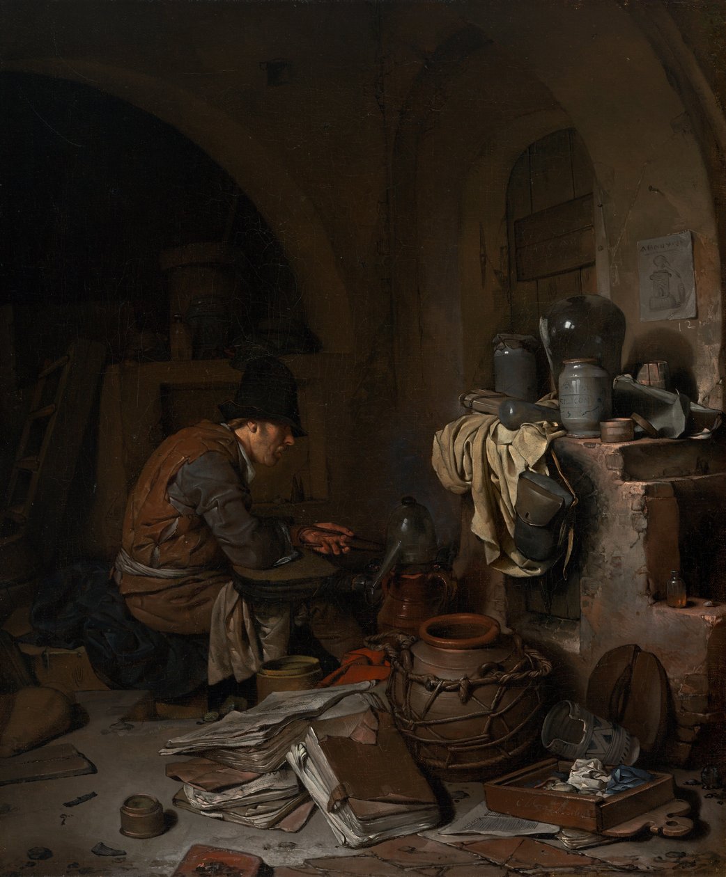 Alkemisti, 1663. tekijältä Cornelis Pietersz Bega