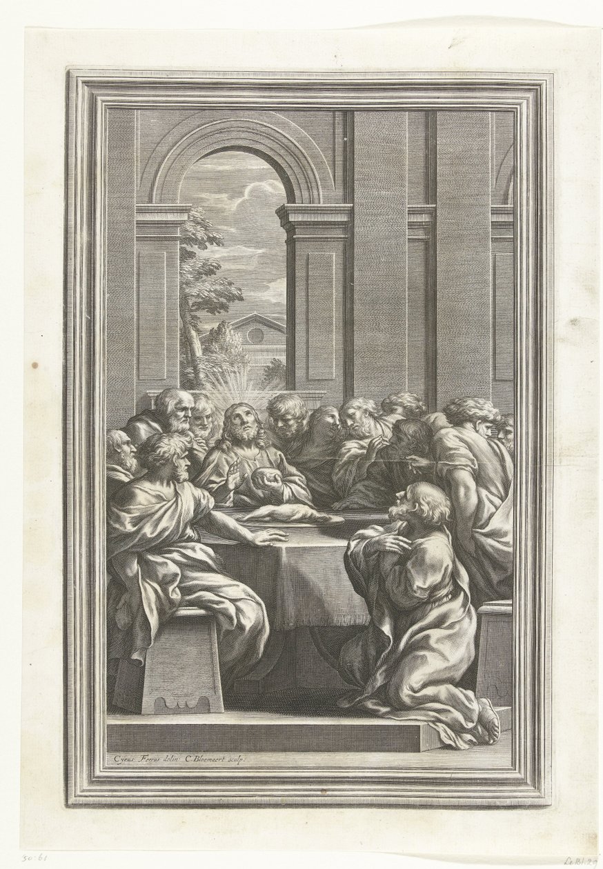 Viimeinen ehtoollinen tekijältä Cornelis Bloemaert (II)
