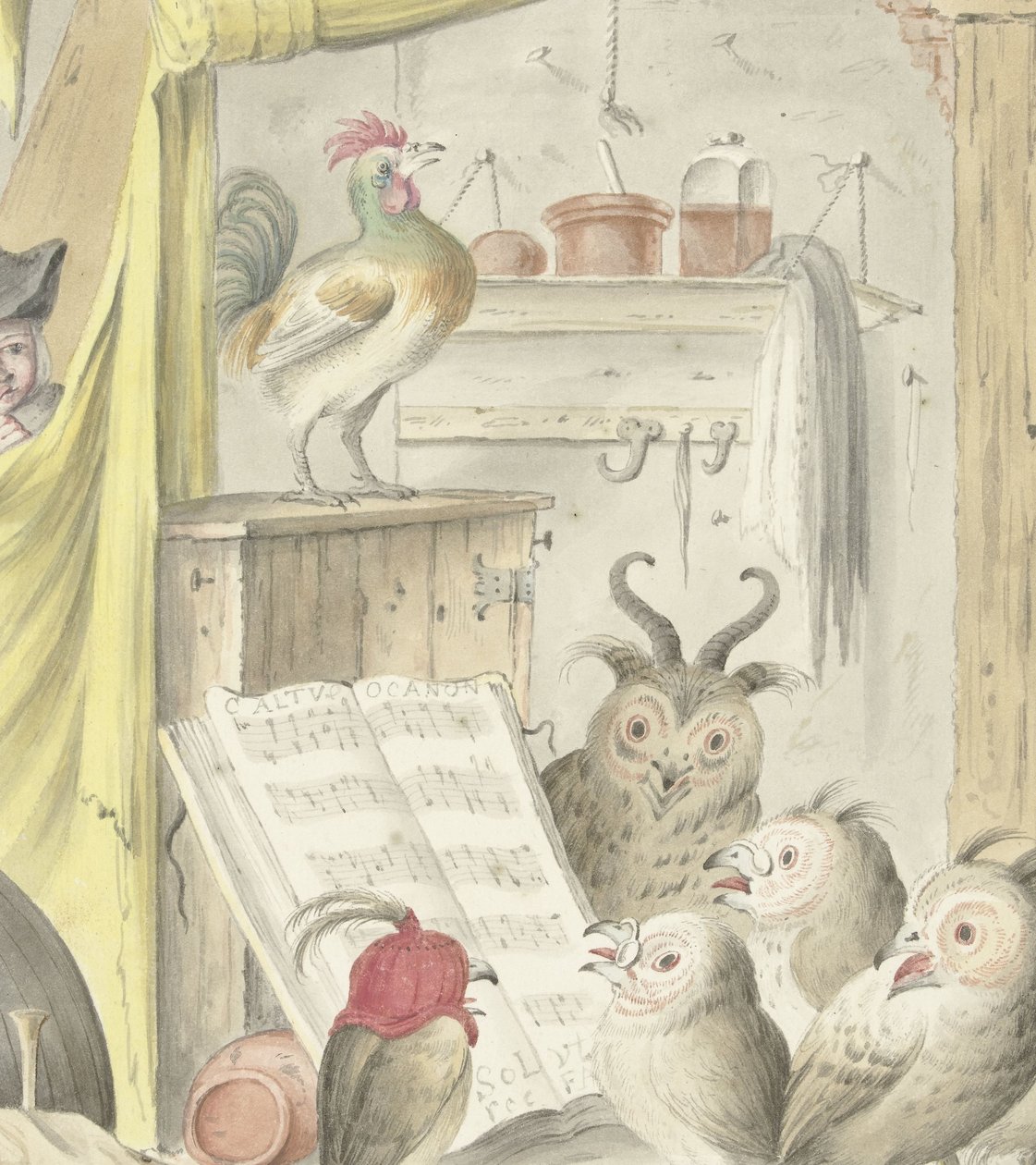 Sisustus lintukonsertilla tekijältä Cornelis Saftleven (possibly)