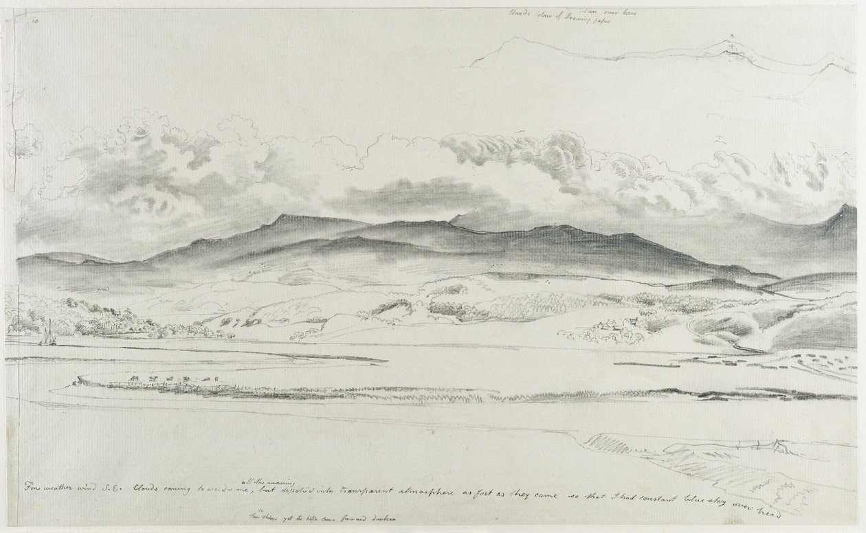 Mountain Panorama Walesissa - Cader Idris (musta liitu paperille) tekijältä Cornelius Varley