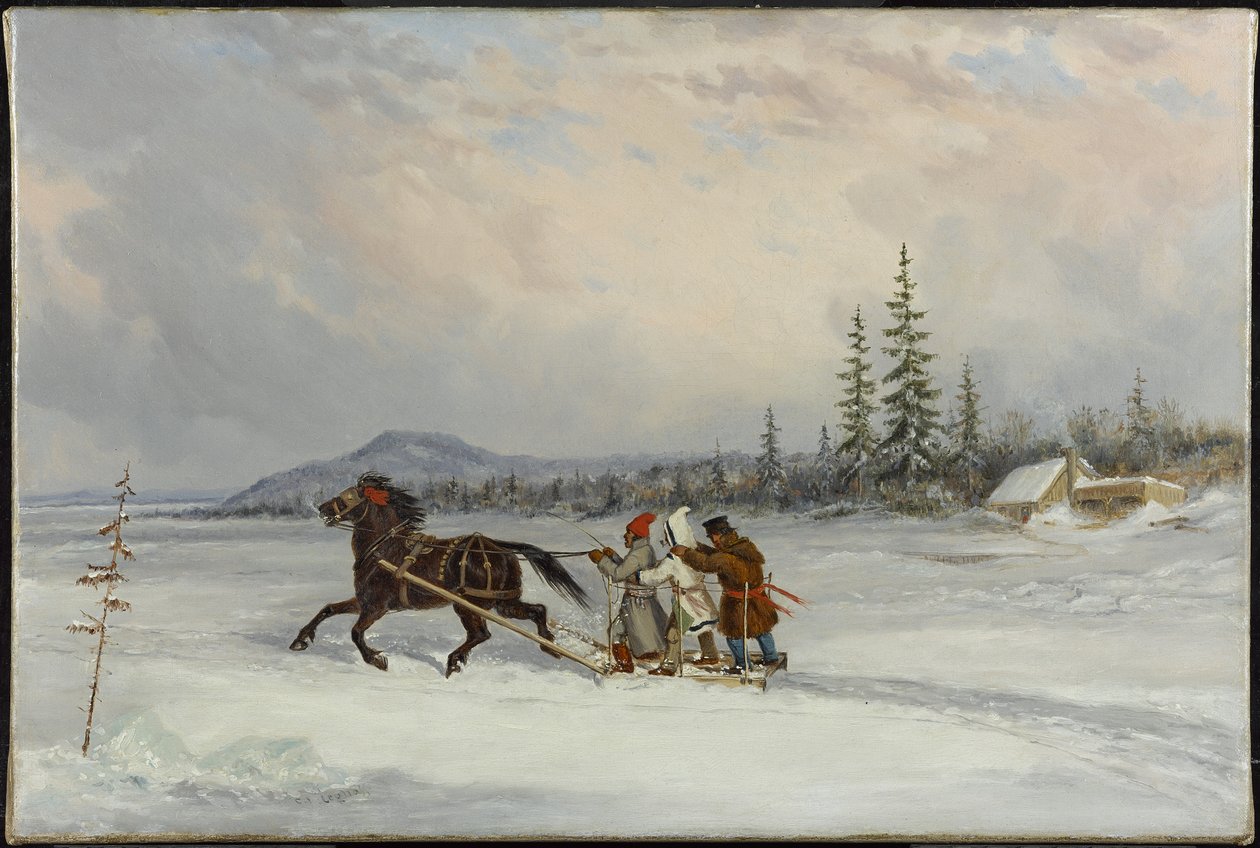 Asukkaat Sleighing, noin 1855 tekijältä Cornelius Krieghoff