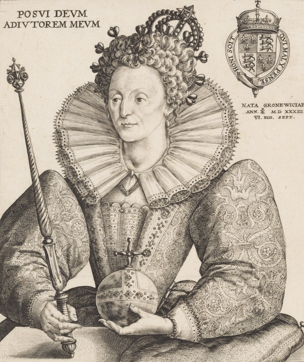Kuningatar Elisabet I, 1592. tekijältä Crispijn de Passe I