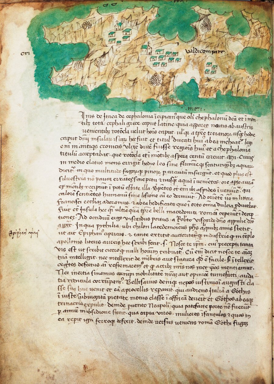 Ithakin kartta, noin 1420 (pergamentti). tekijältä Cristoforo Buondelmonti