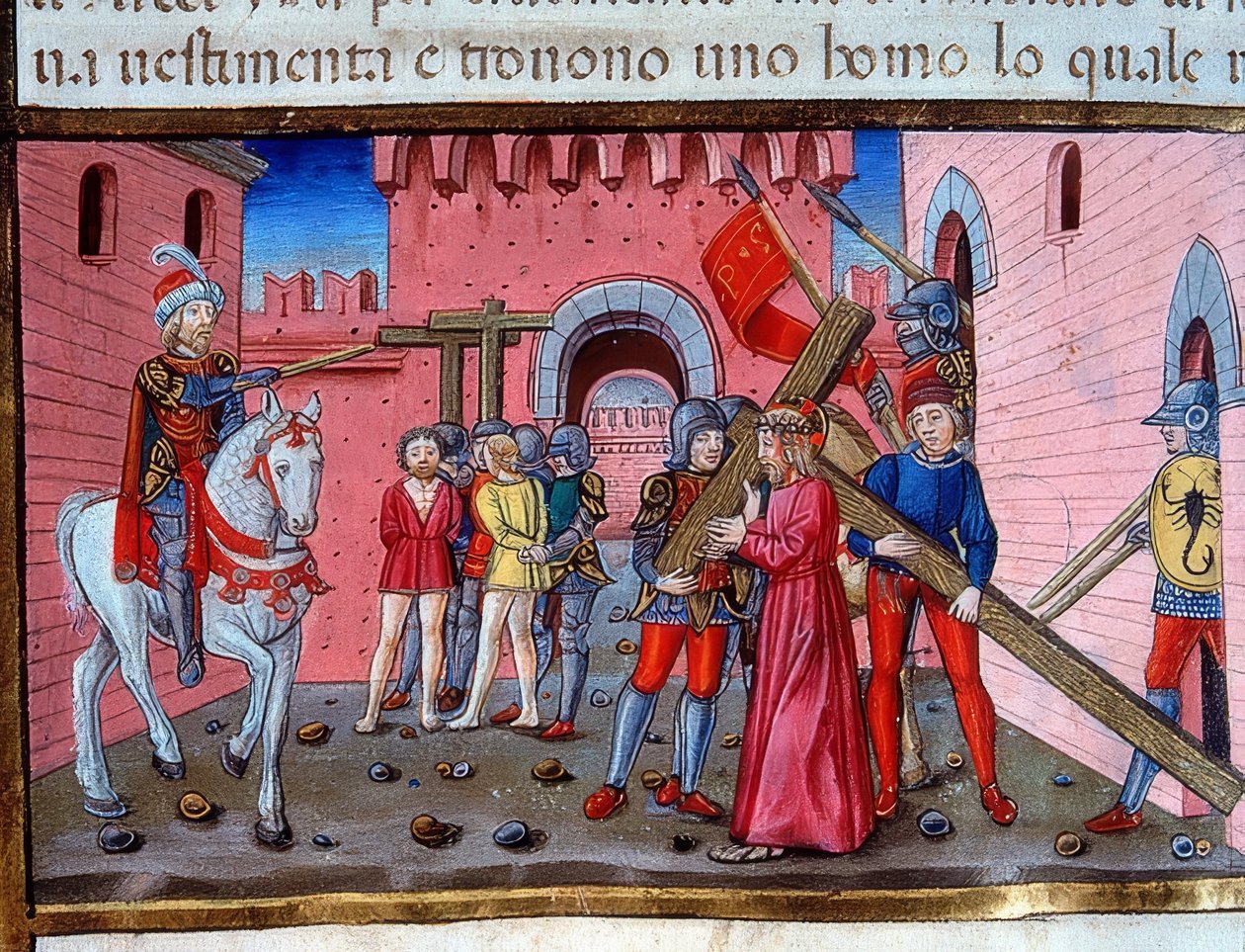 Kristus kantaa ristiä (n. 115v). 1476 tekijältä Cristoforo De Predis