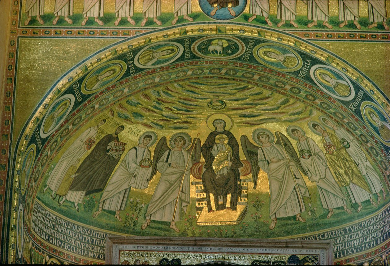 Madonna ja lapsi, n. 540 (mosaiikki) tekijältä Croatian School