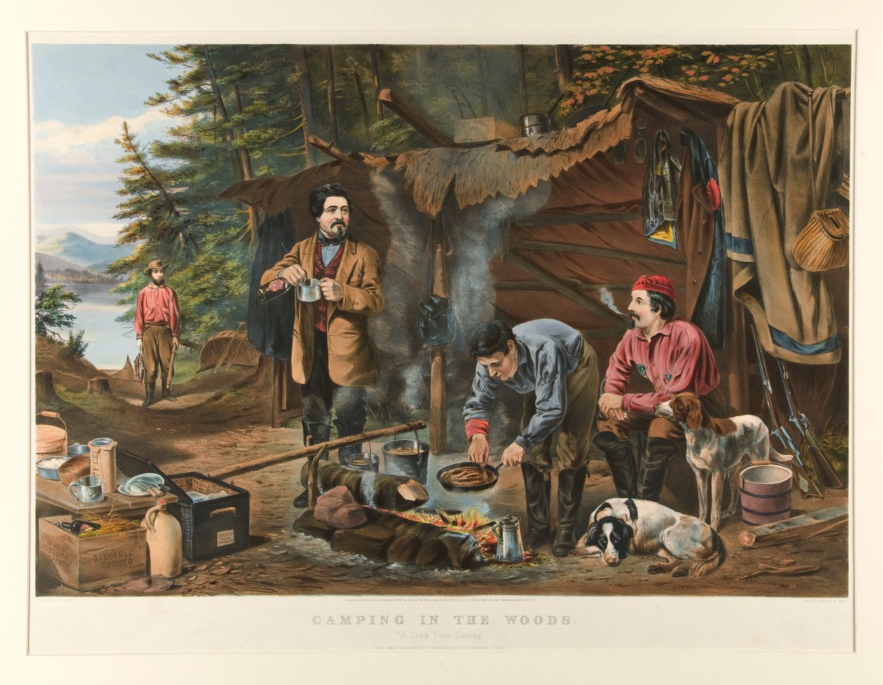 Telttailu metsässä. tekijältä Currier and Ives