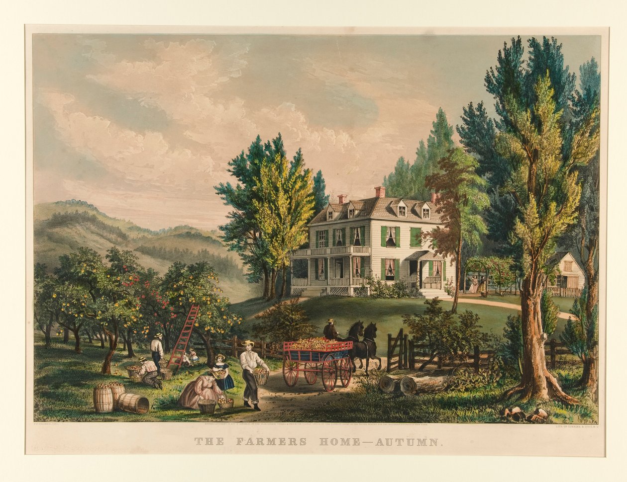 Viljelijöiden koti - syksy tekijältä Currier and Ives