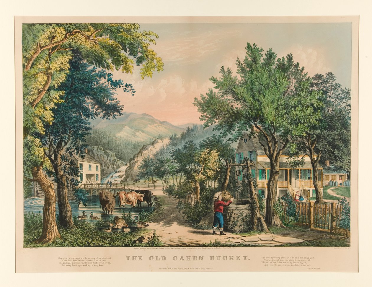 Vanha tamminen ämpäri tekijältä Currier and Ives