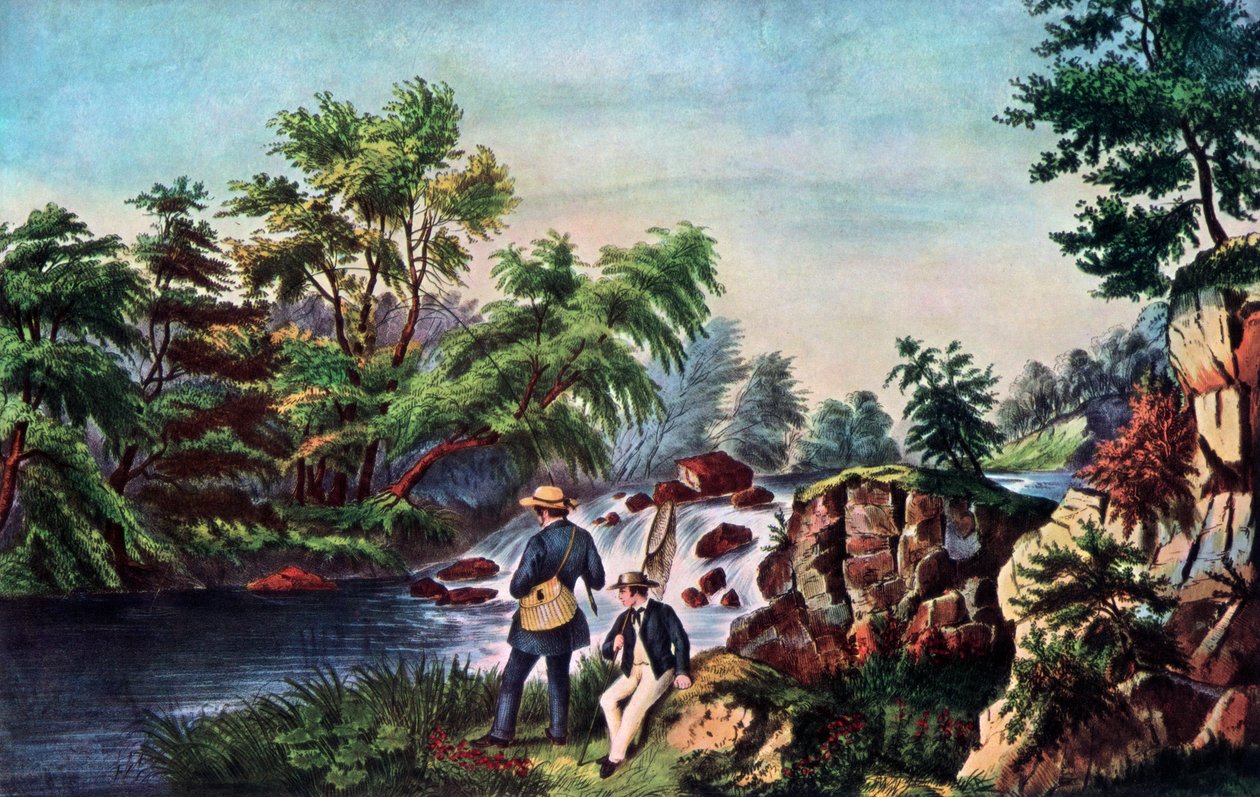 Trout Stream, 1852. tekijältä Currier and Ives