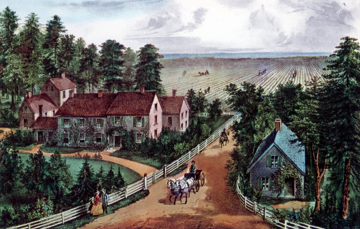 Länsimaan viljelijöiden koti, 1871. tekijältä Currier and Ives