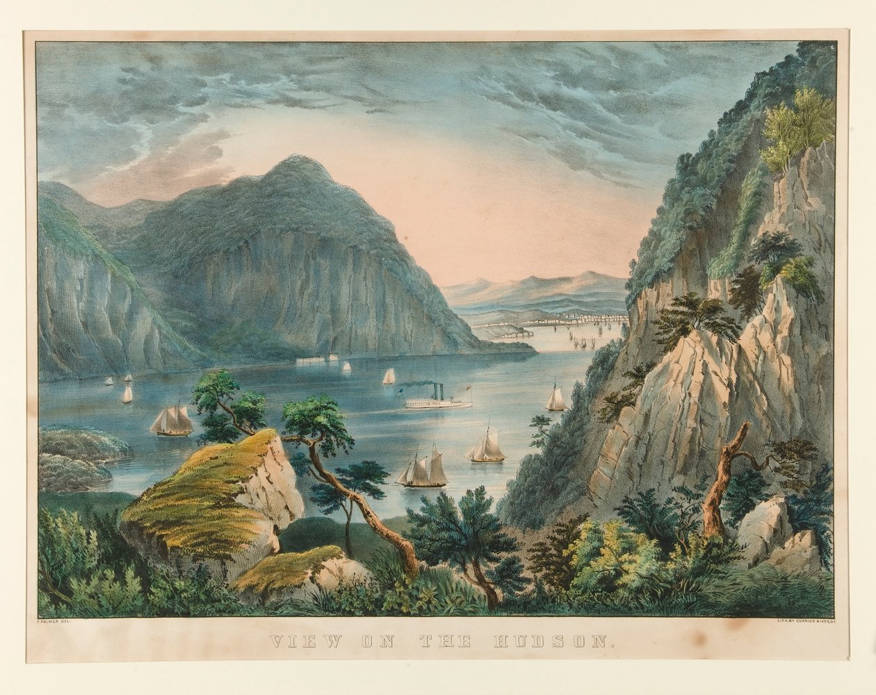 Näkymä Hudsonille tekijältä Currier and Ives