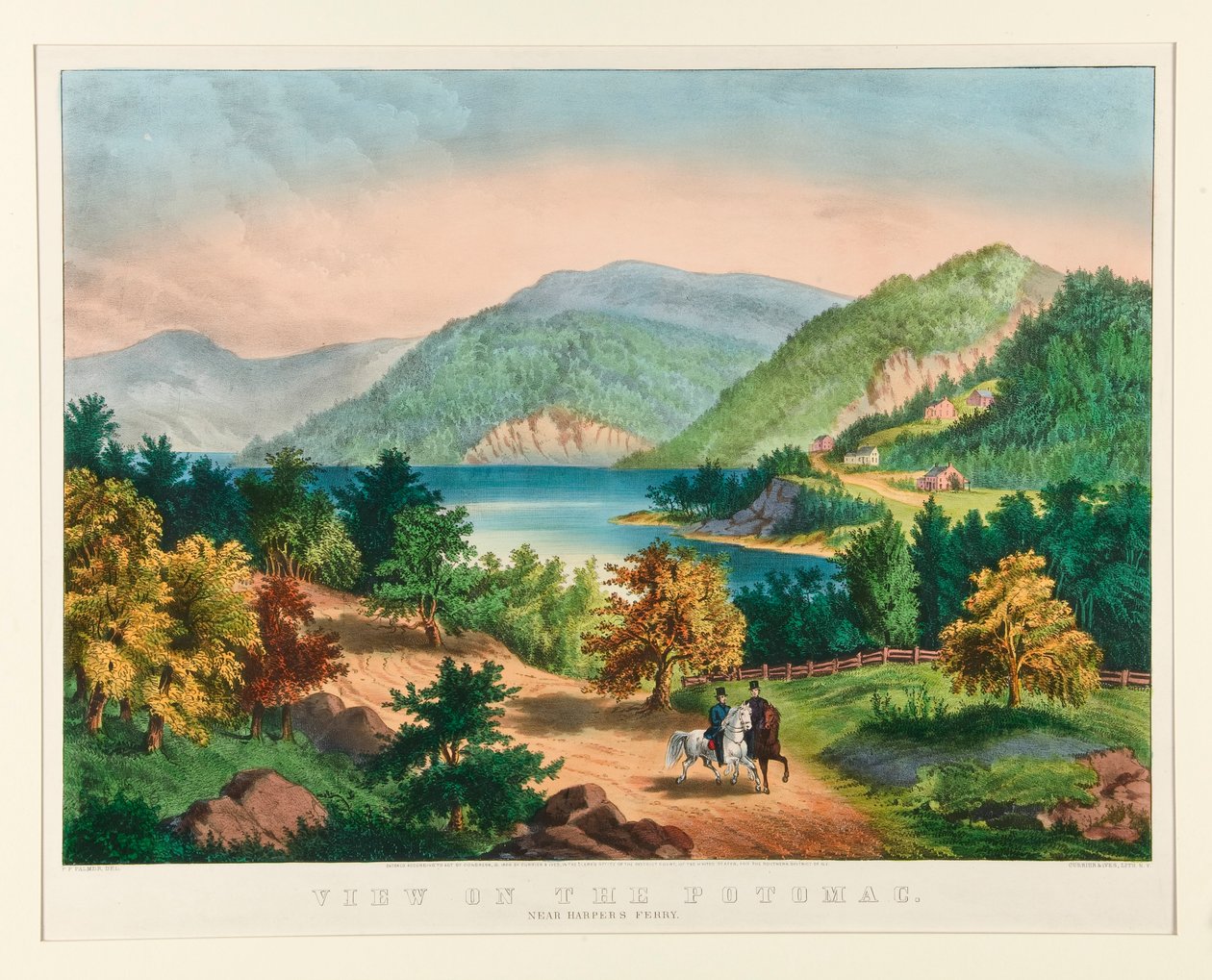 Näkymä Potomacille lähellä Harperia tekijältä Currier and Ives