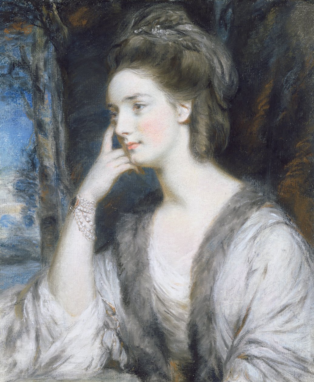 Lady Watkin Williams-Wynn (lyijykynä ja pastelli, korostettu vartalovärillä paperilla) tekijältä Daniel Gardner
