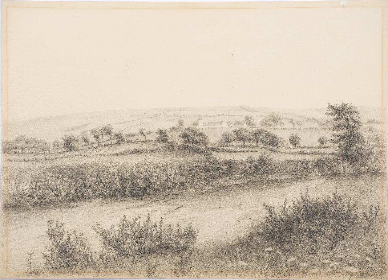 Willimoteswick, n. 1916 (hiili ja kynä kortilla) tekijältä Daniel Oliver
