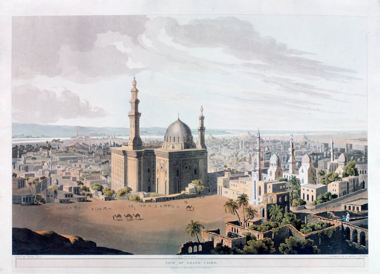 Näkymä Grand Kairoon, Egypti, 1809. tekijältä Daniel Havell