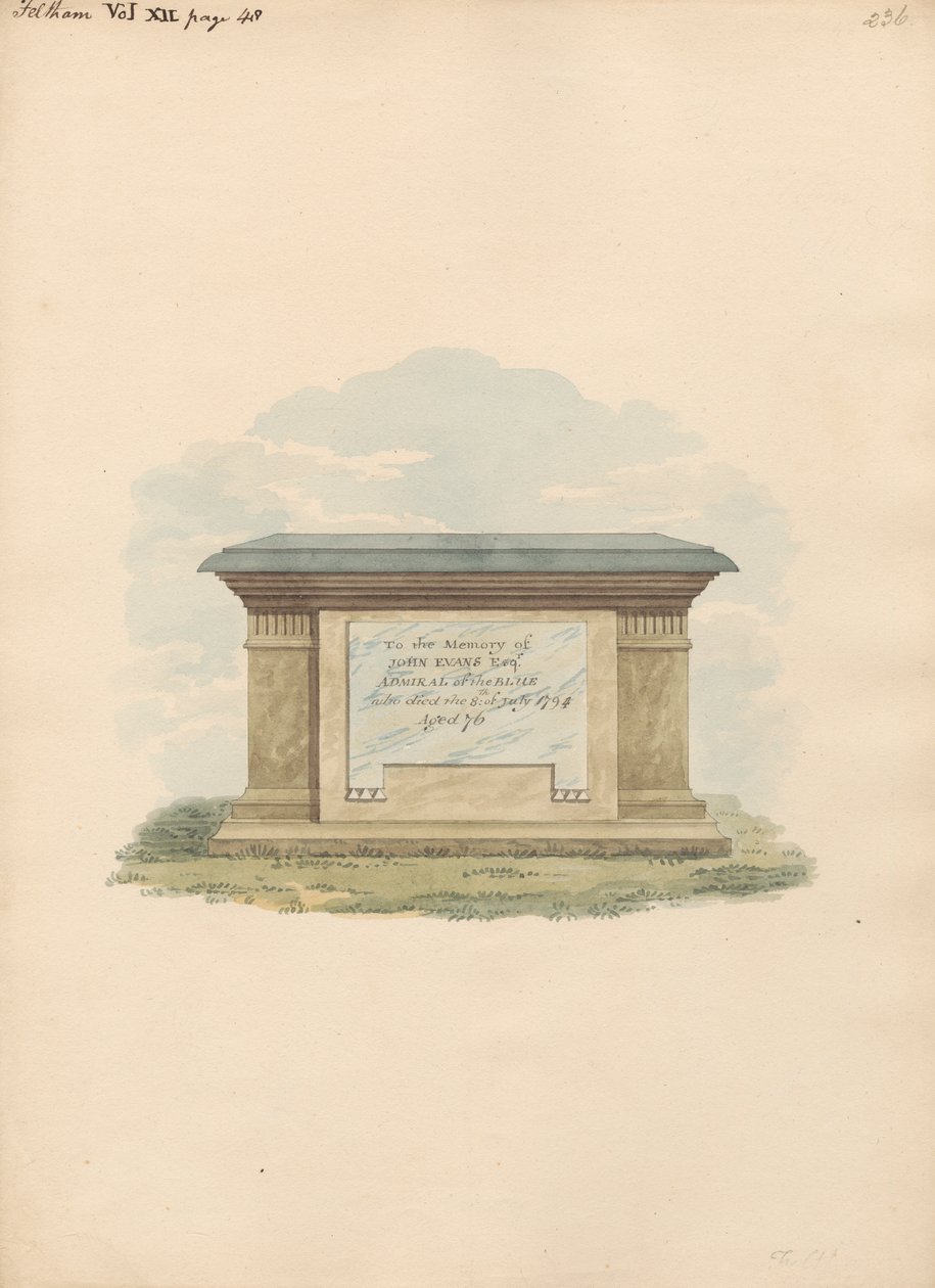 Tumba de John Evans de Feltham Churchfinnish tekijältä Daniel Lysons