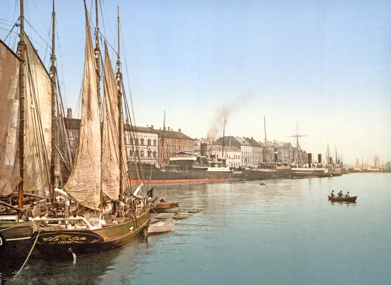 Näkymä Havnegadelle, Kööpenhamina, pubi. 1900 tekijältä Danish Photographer