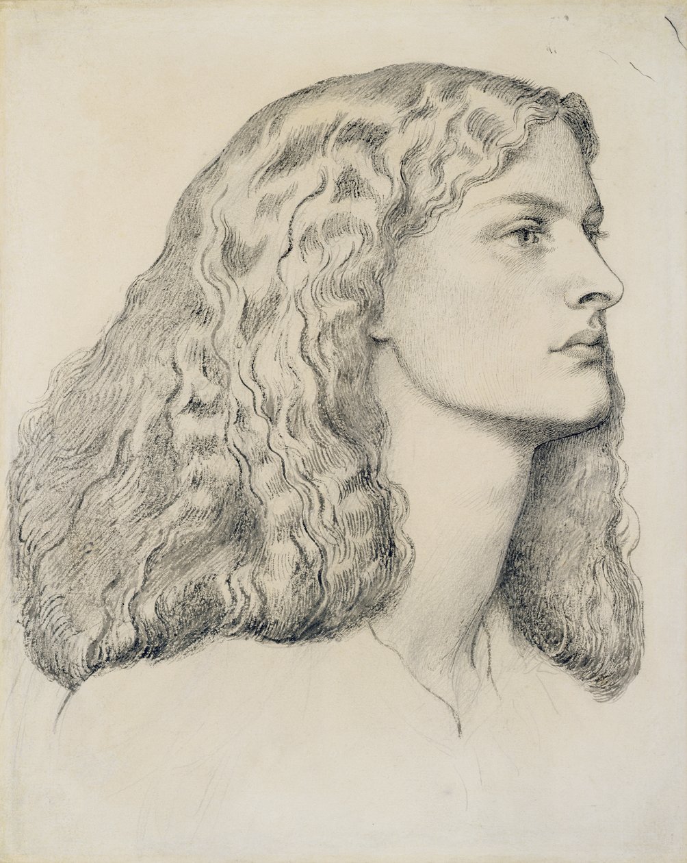 Annie Millerin muotokuva, n. 1860 (lyijykynä, kynä, muste ja pesu paperille) tekijältä Dante Gabriel Charles Rossetti