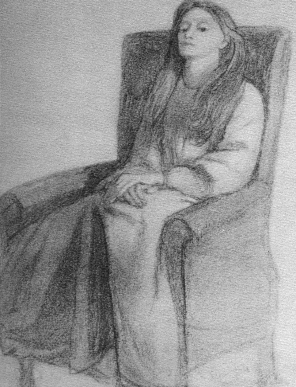 Elizabeth Siddal, n. 1853 (grafiitti paperille) tekijältä Dante Gabriel Charles Rossetti