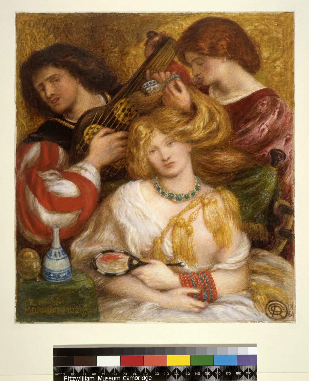 Nro 1148 Aamumusiikkia, 1864 (wc ja guassi) tekijältä Dante Gabriel Charles Rossetti
