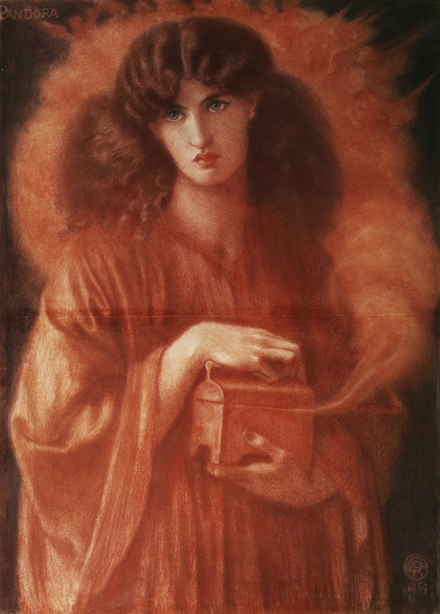 Pandora, 1869 (liitu paperille) tekijältä Dante Gabriel Charles Rossetti
