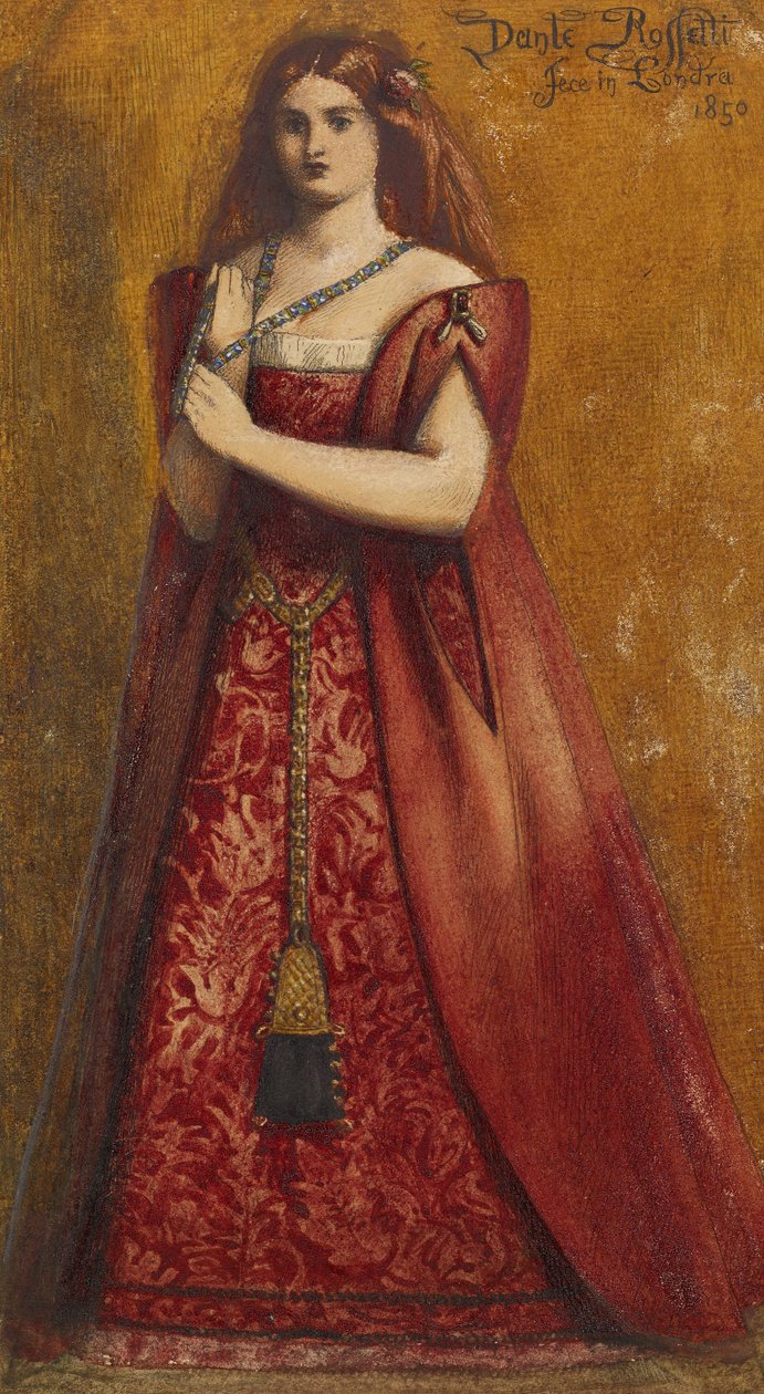 Rosso Vestita (pukeutunut punaiseen) tekijältä Dante Gabriel Charles Rossetti