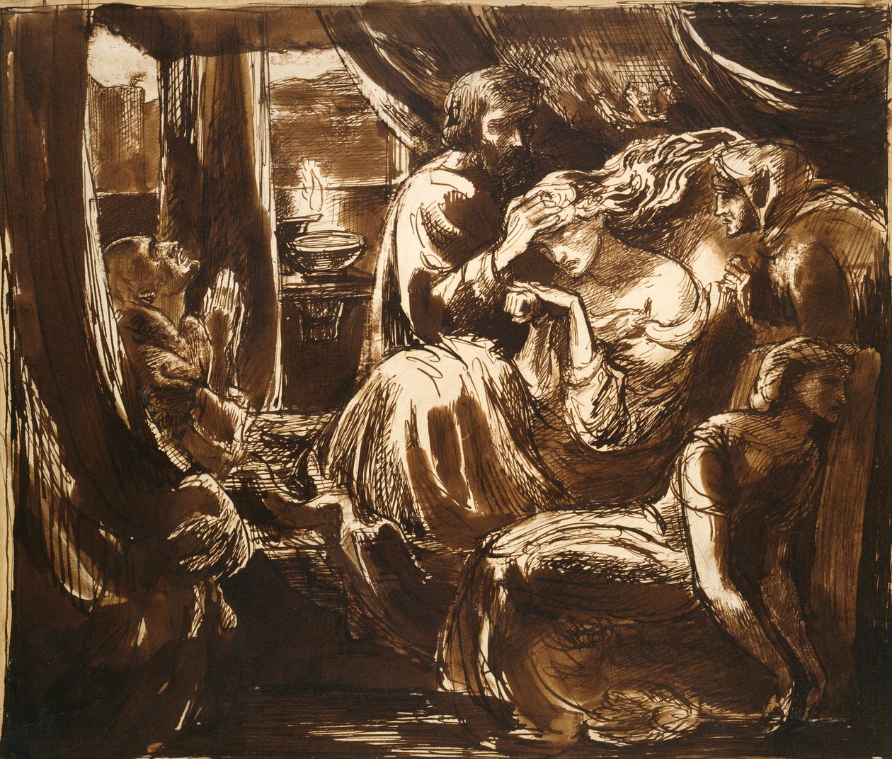 Lady Macbethin kuolema, n. 1875 tekijältä Dante Gabriel Rossetti