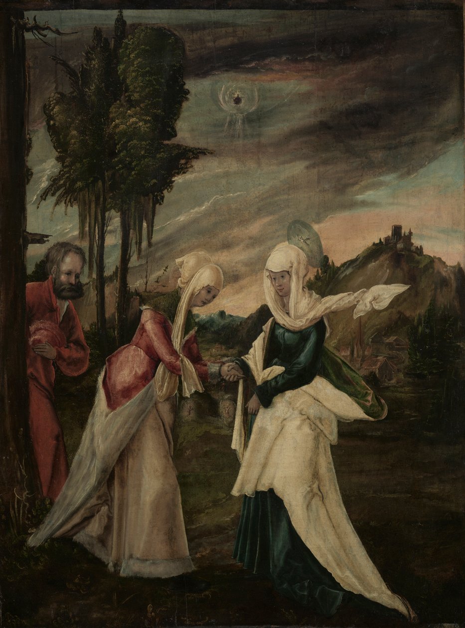Vierailu, n. 1530-1550 (öljy puulle). tekijältä Danube School