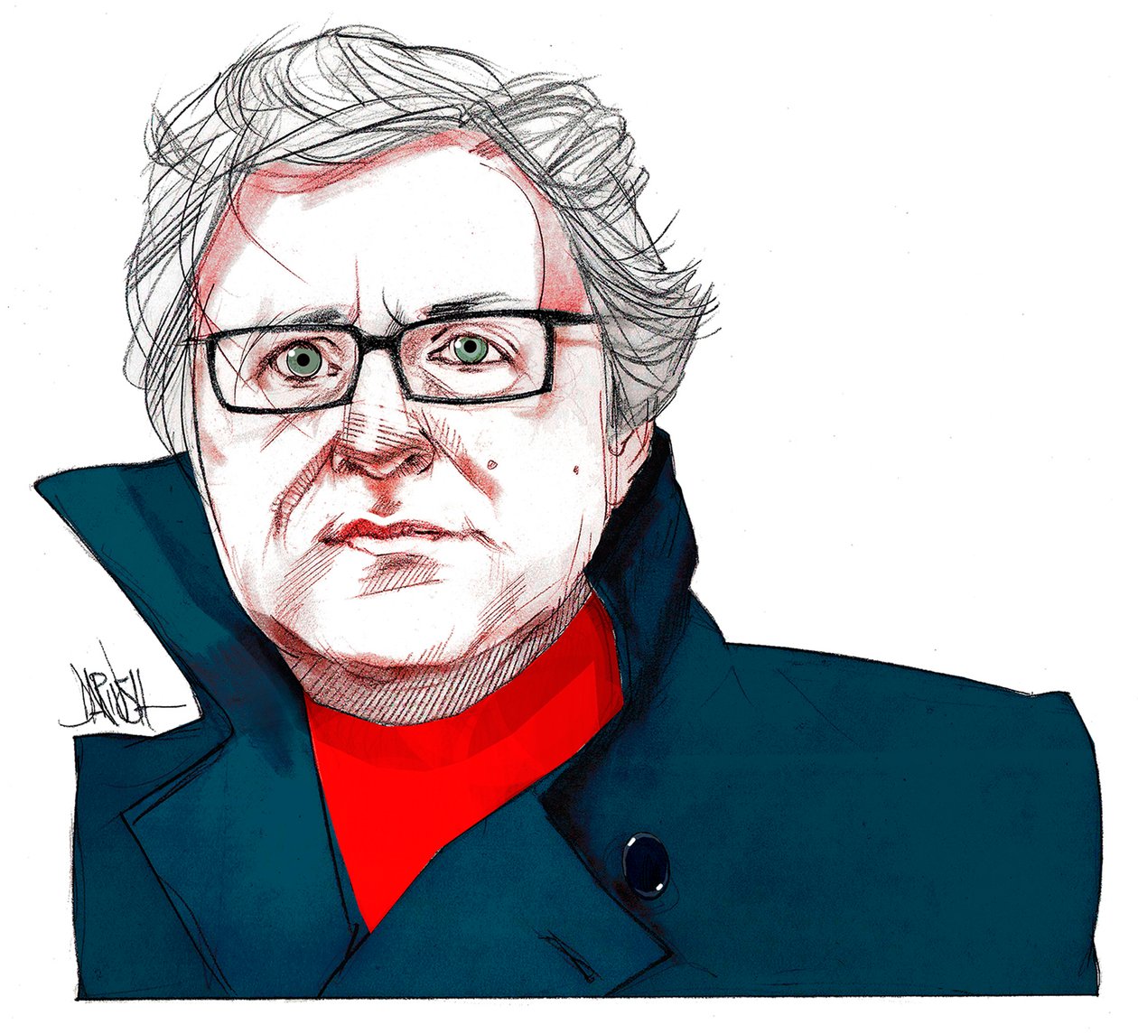 Michel Onfray (digitaalinen värikynäpiirros) tekijältä Dariush Radpour
