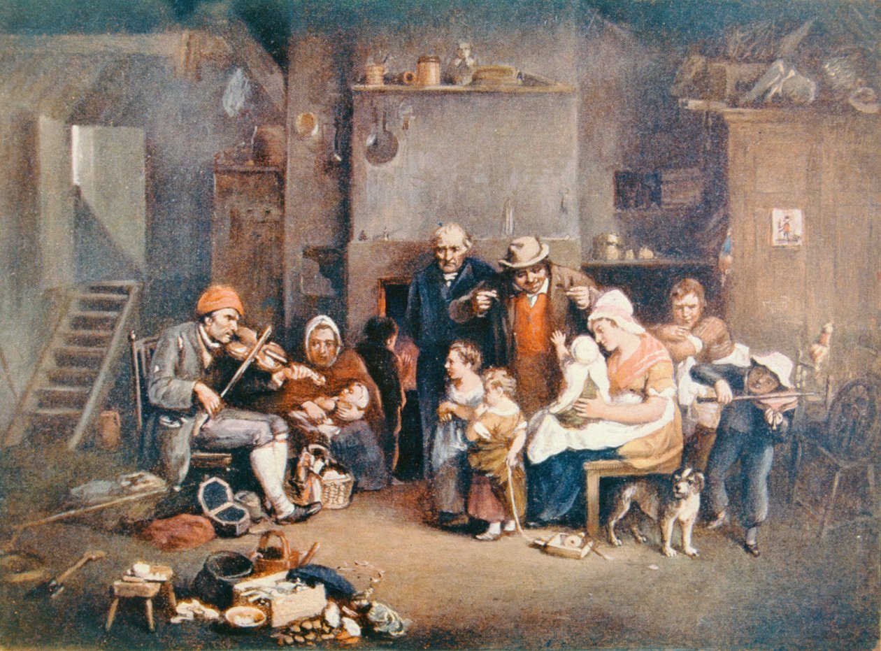 Sokea viulunsoittaja, kuvitus teoksesta "Suurten miesten kertomat suurten miesten elämät", toimittanut Richard Wilson, noin 1920-luku tekijältä David Wilkie