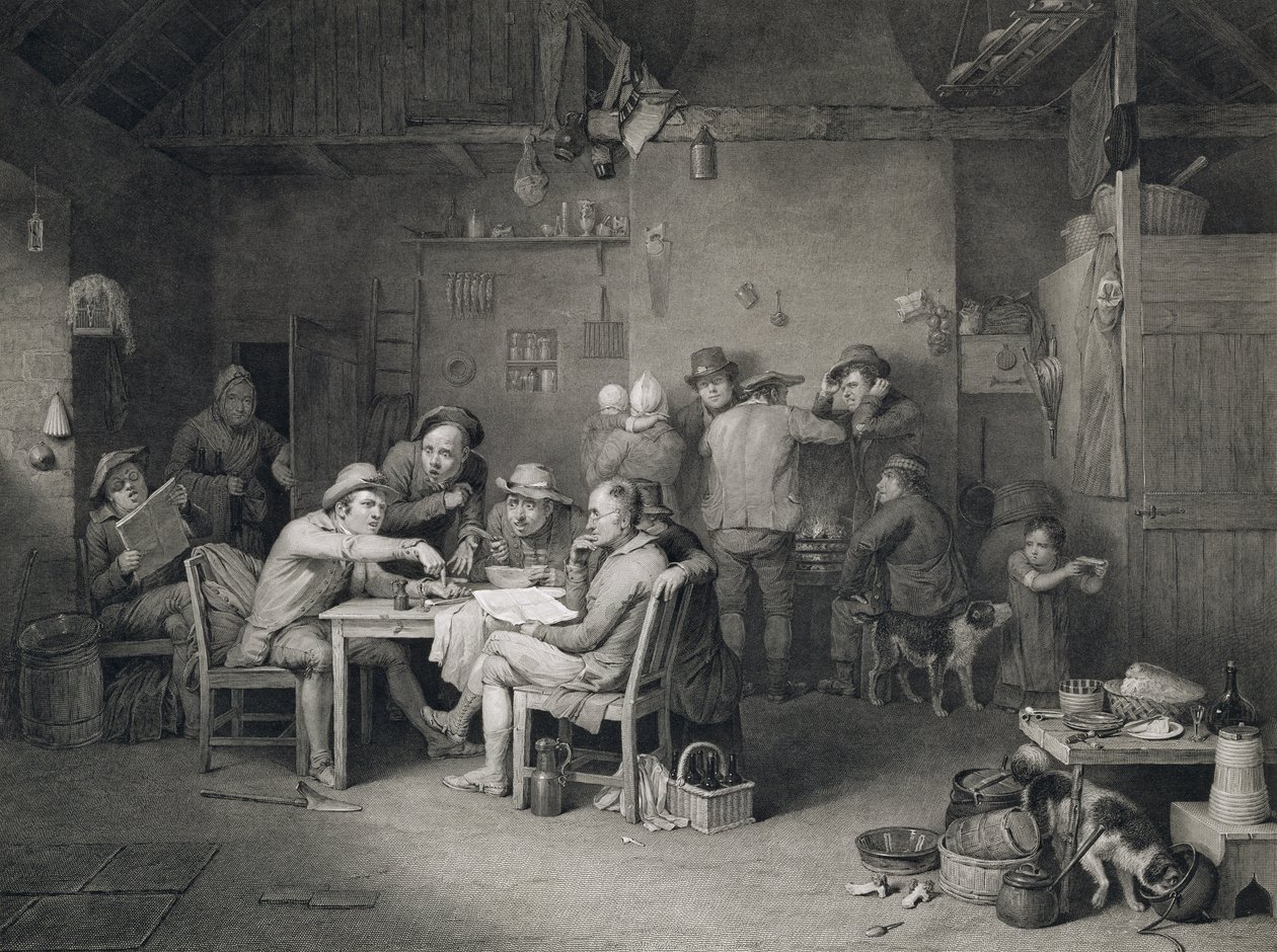 Kyläpoliitikot, kaiverrus Abraham Raimbach (1784-1868), 1814 tekijältä David Wilkie