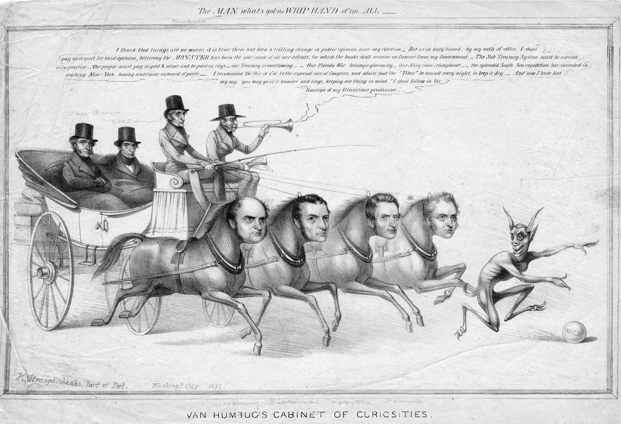 Van Humbugin kurioosien kabinetti, n. 1837 tekijältä David Claypoole Johnston