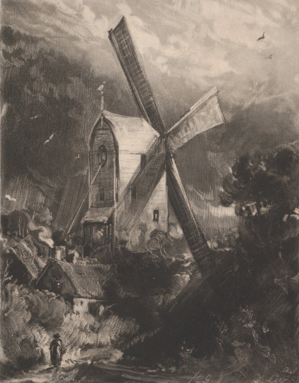 Mylly lähellä Brightonia, 1829. tekijältä David Lucas