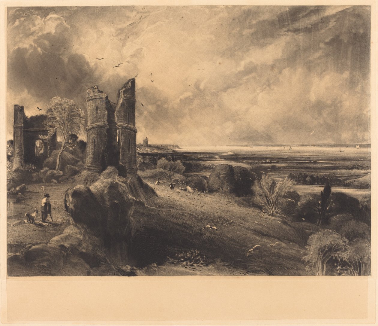 Hadleigh Castle (iso lautanen) tekijältä David Lucas after John Constable