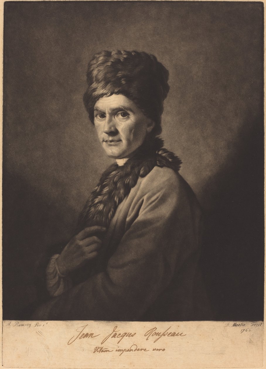 Jean-Jacques Rousseau tekijältä David Martin after Allan Ramsay
