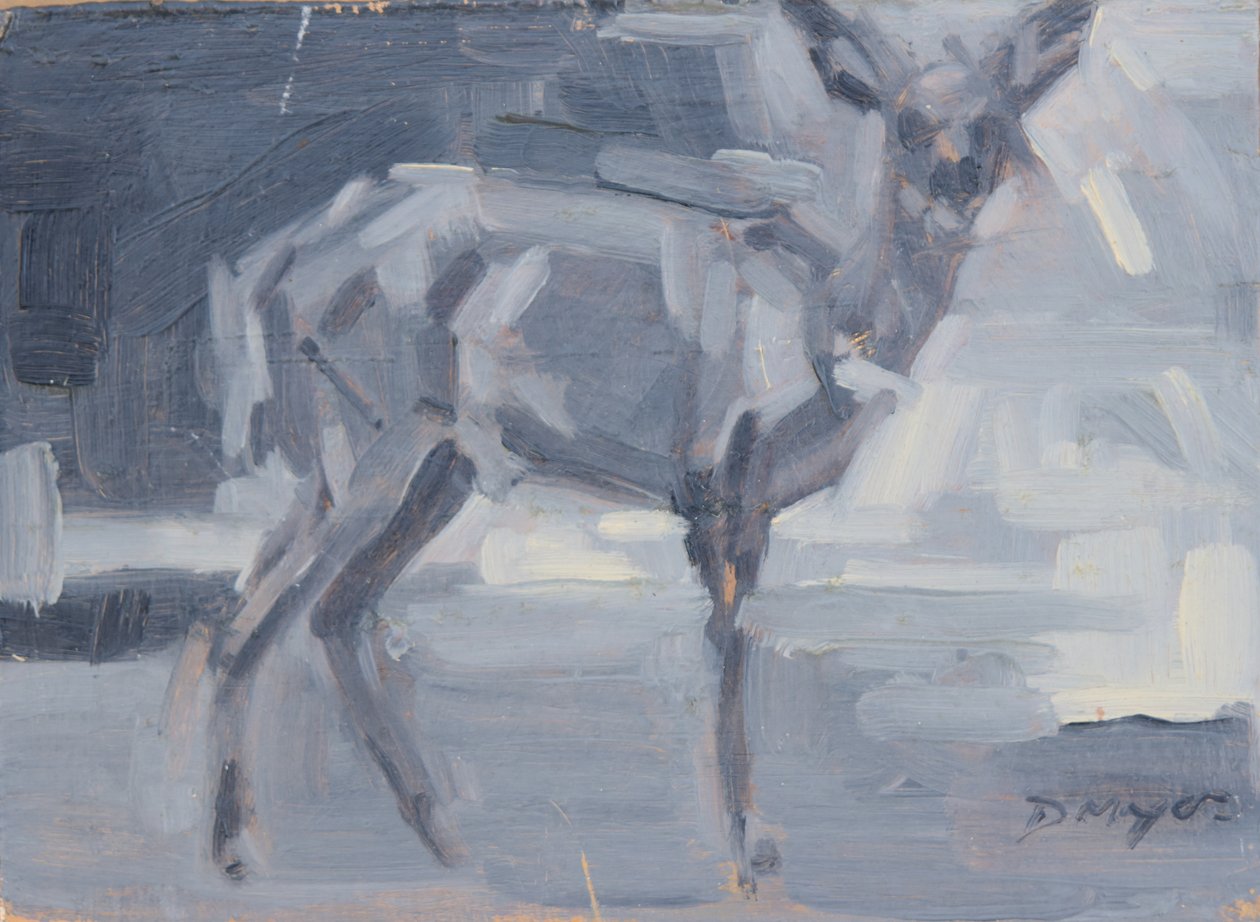 Bushbuck Doe, 2016 (öljy paneelille) tekijältä David Mayer