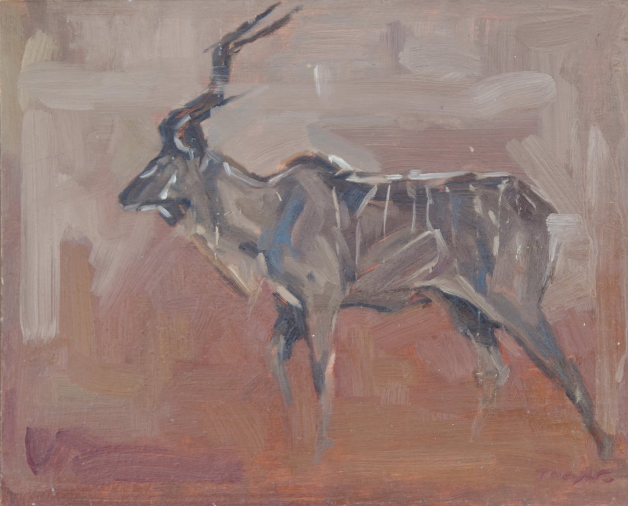 Kudu Bull, 2018 (öljy paneelille) tekijältä David Mayer