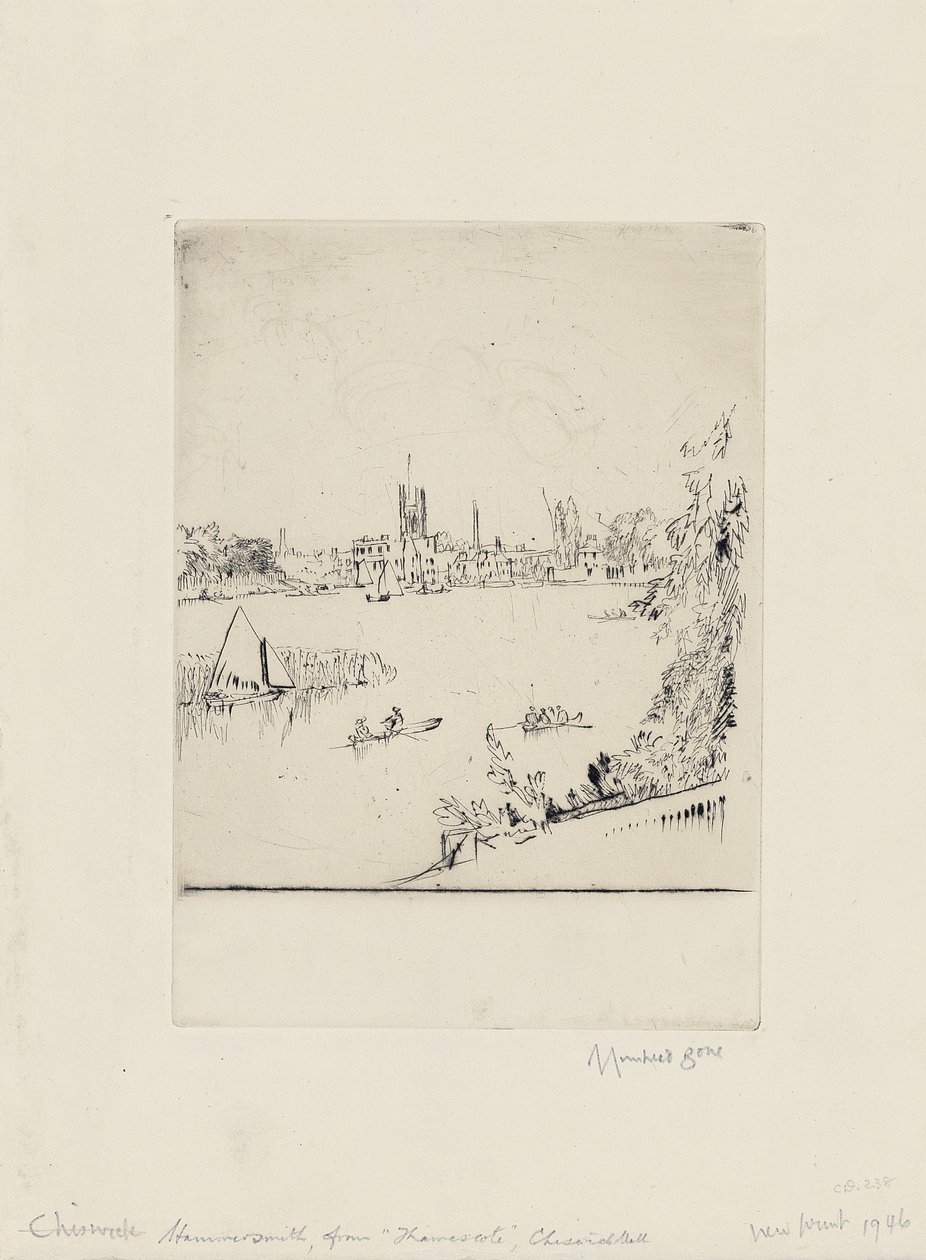 Hammersmith alkaen Thamescote, Chiswick Mall tekijältä David Muirhead Bone