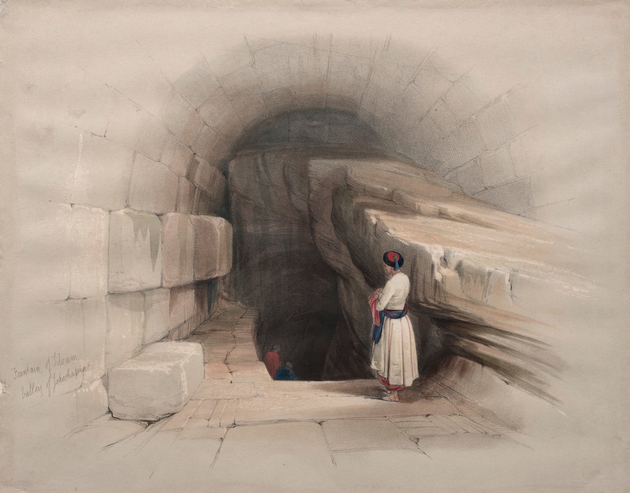 Siloamin lähde, Joosafatin laakso, 1839. tekijältä David Roberts