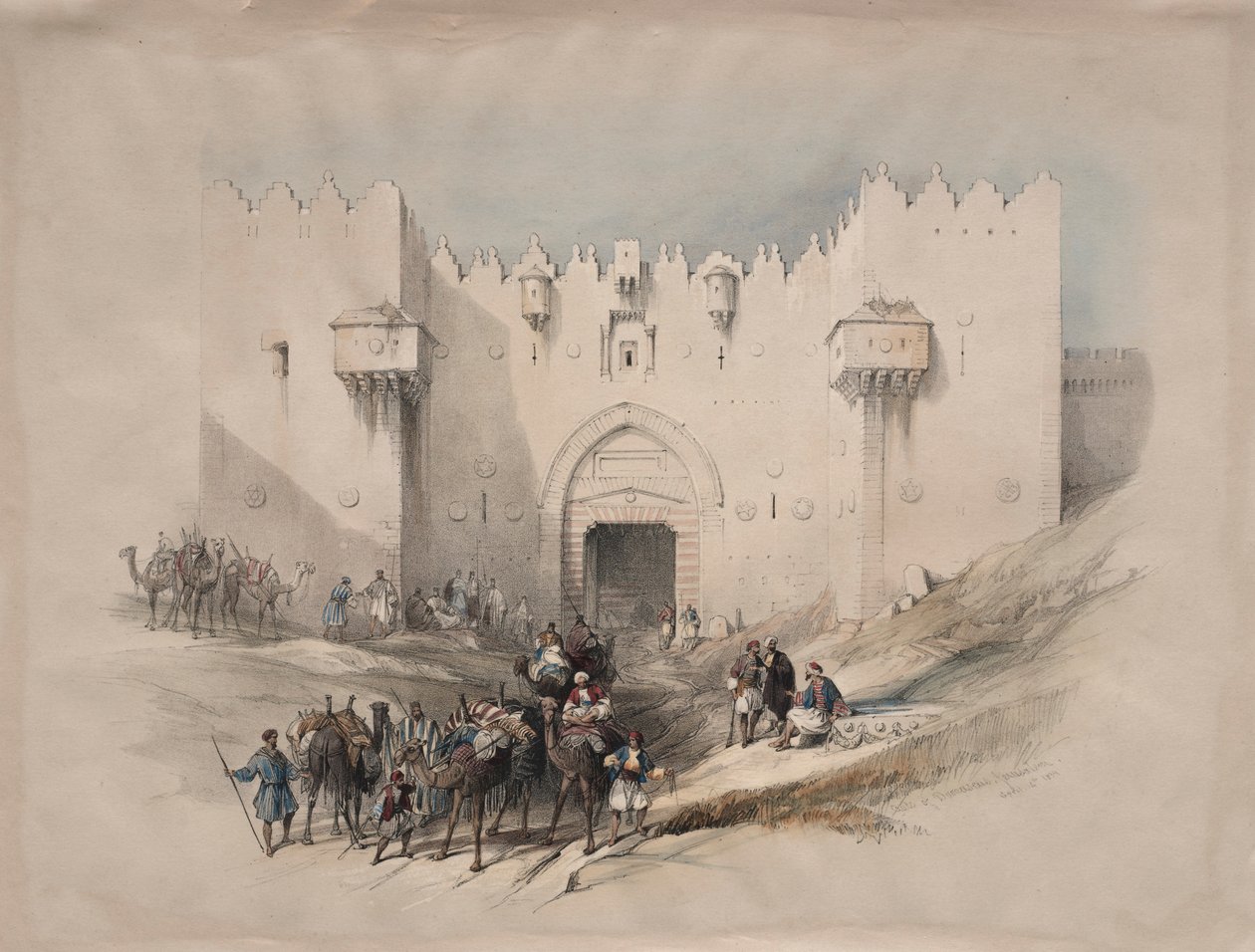 Damaskoksen portti, Jerusalem, 1839. tekijältä David Roberts