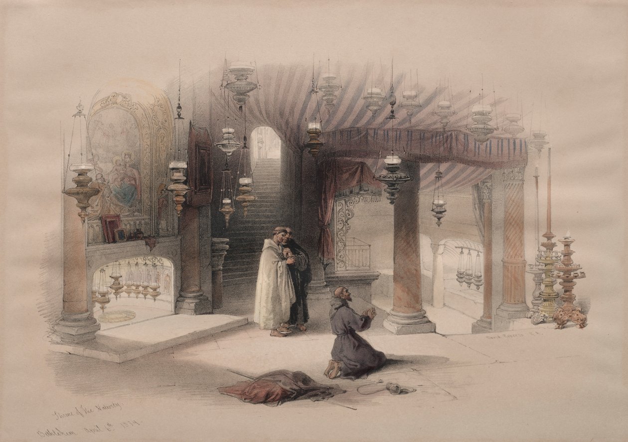 Syntymän pyhäkkö, Betlehem, 1839. tekijältä David Roberts